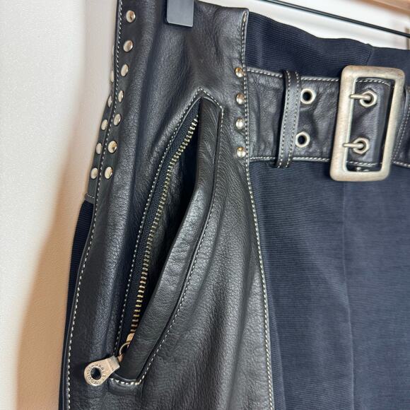 HARLEY DAVIDSON Knit & Leather Faux Chaps Riding Legging Pants Punk Gothic Biker - Picture 3 of 8